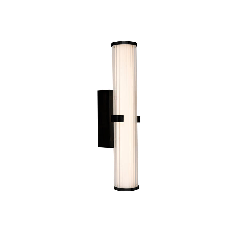 Searchlight  63125-1BK Clamp Wall Light - Black Metal, Ribbed Clear & Opal Glass