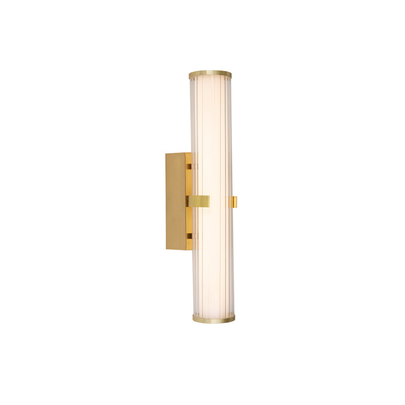 Searchlight  63125-1GO Clamp Wall Light - Gold Metal, Ribbed Clear & Opal Glass