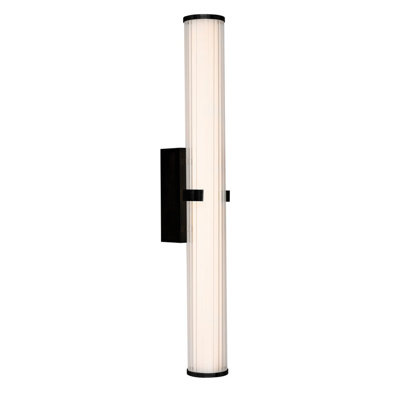 Searchlight  63126-1BK Clamp Wall Light - Black Metal, Ribbed Clear & Opal Glass