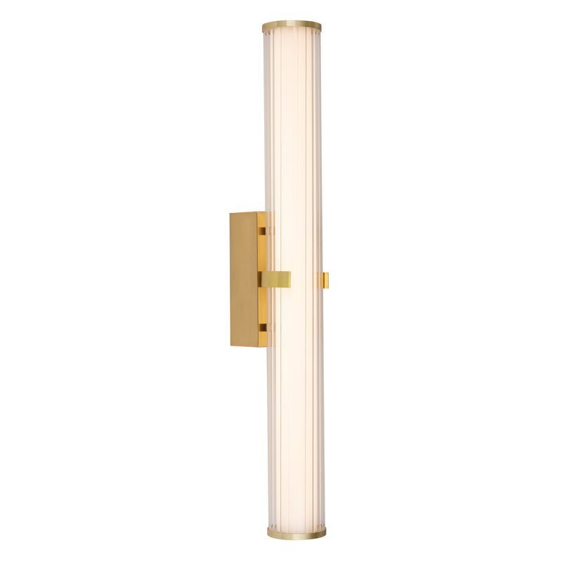 Searchlight  63126-1GO Clamp Wall Light - Gold Metal, Ribbed Clear & Opal Glass