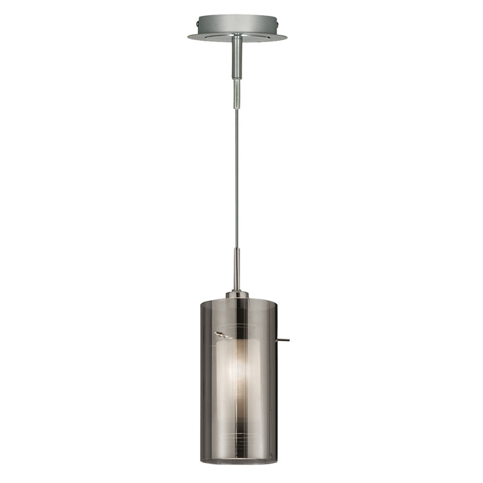 Searchlight  2301SM Duo II Pendant - Satin Silver & Smoked Glass