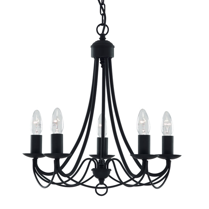 Searchlight  6345-5BK Maypole 5Lt Pendant - Black Metal