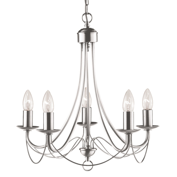 Searchlight  6345-5SS Maypole 5Lt Pendant - Satin Silver Metal