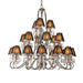 Interiors 1900 Oksana nickel 21lt pendant with black shades - Bonus Superstore