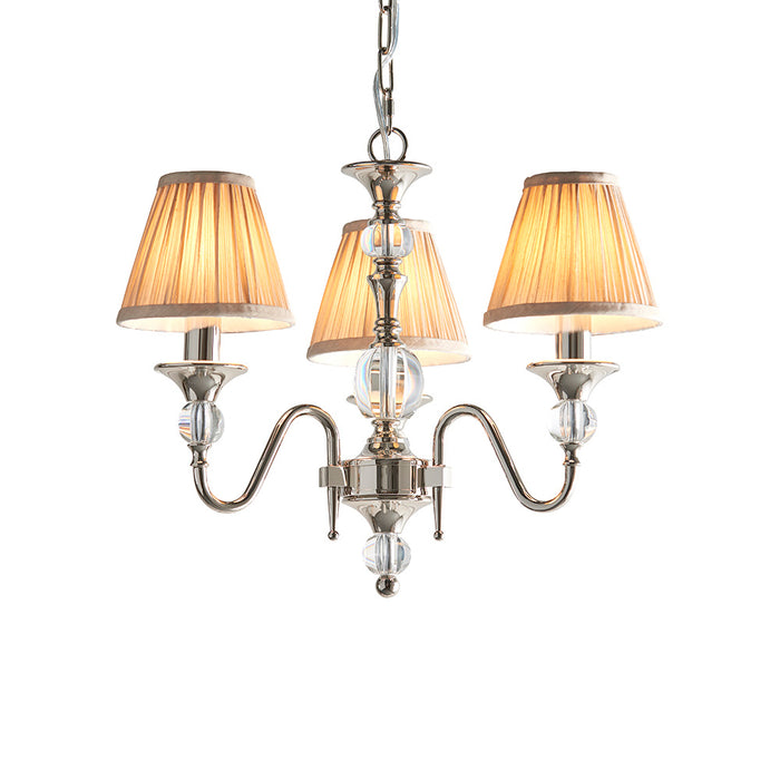Interiors 1900 Polina nickel 3lt pendant with beige shades