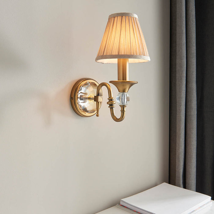 Interiors 1900 Polina antique brass Single wall light with beige shade