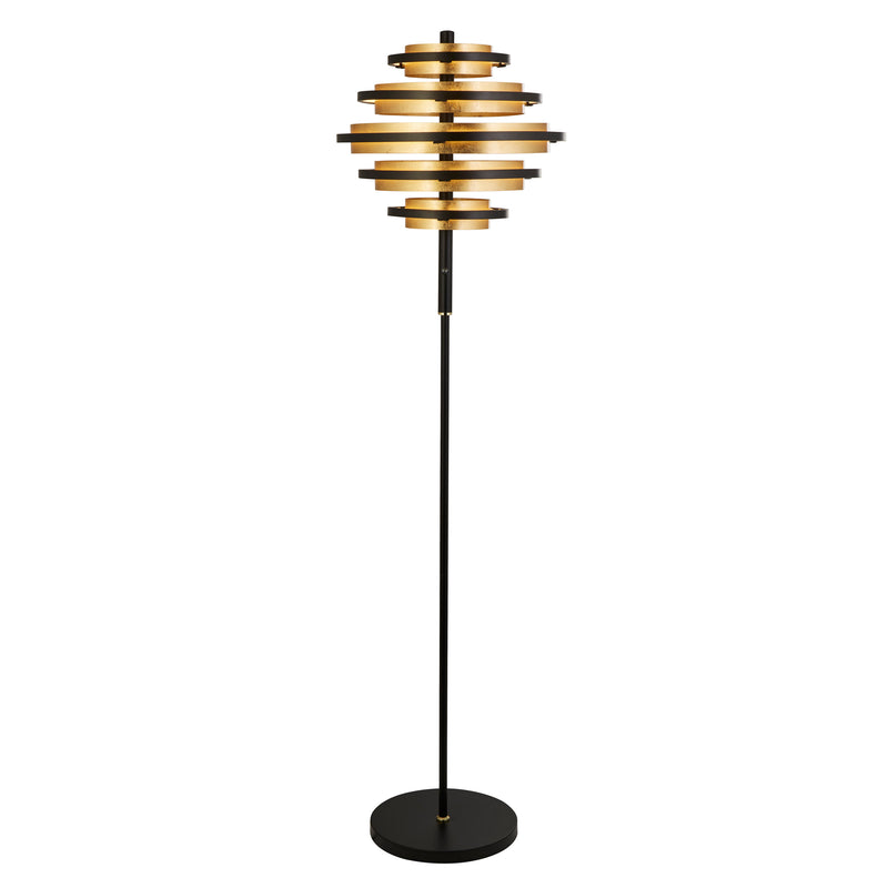 Searchlight  6359BG Hive 5Lt Floor Lamp - Black Metal & Gold Leaf