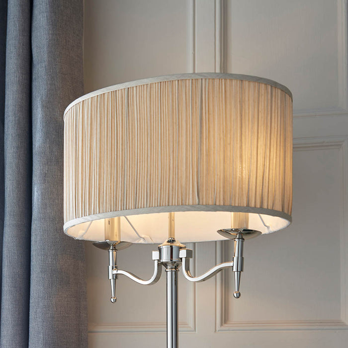 Interiors 1900 Stanford nickel Table lamp with beige shade