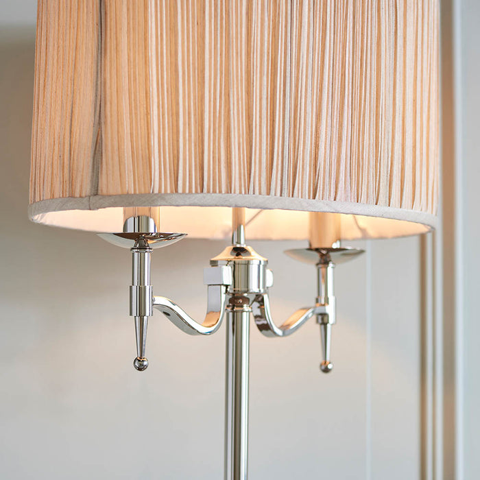 Interiors 1900 Stanford nickel Table lamp with beige shade