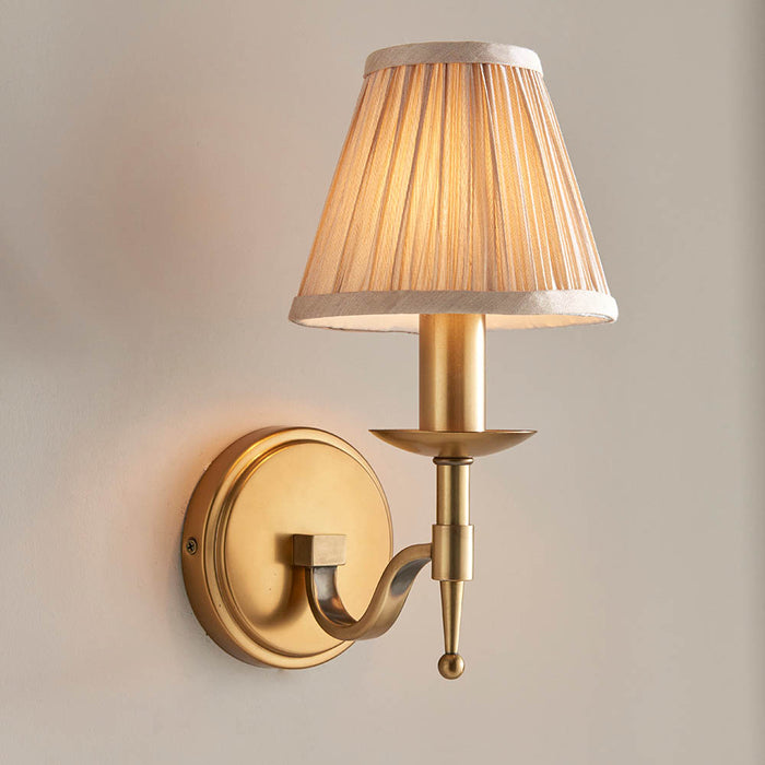 Interiors 1900 Stanford antique brass Single wall light with beige shade