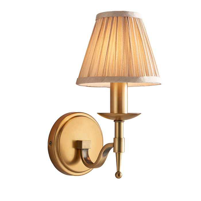 Interiors 1900 Stanford antique brass Single wall light with beige shade