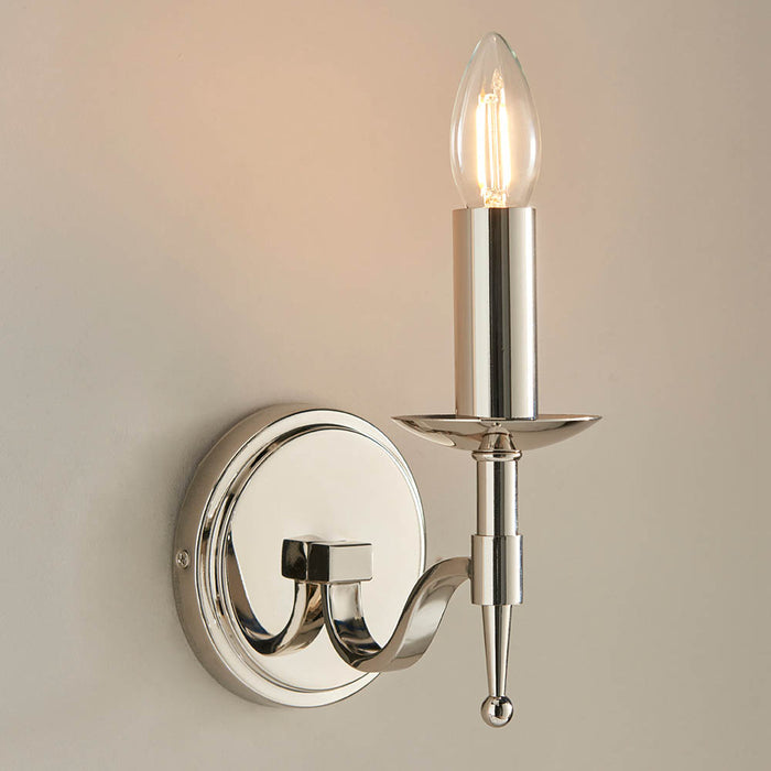 Interiors 1900 Stanford nickel Single wall light with beige shade