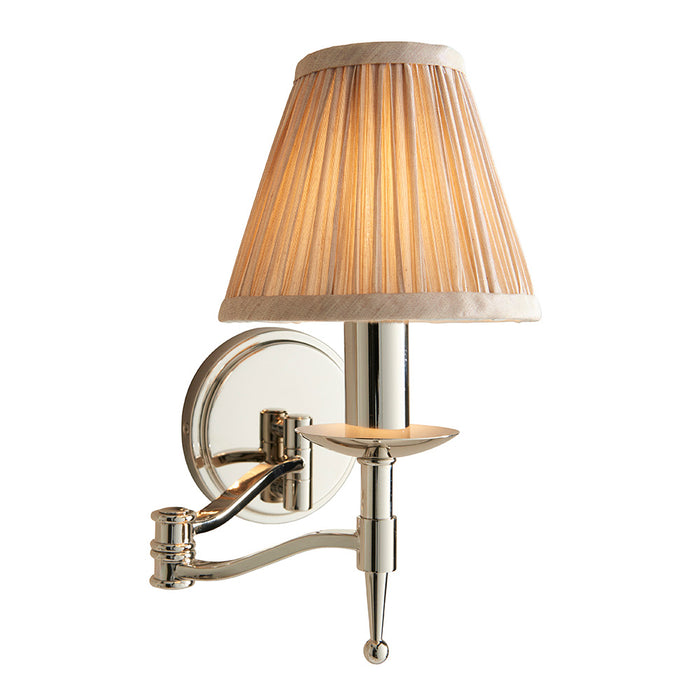 Interiors 1900 Stanford nickel Swing arm wall light with beige shade