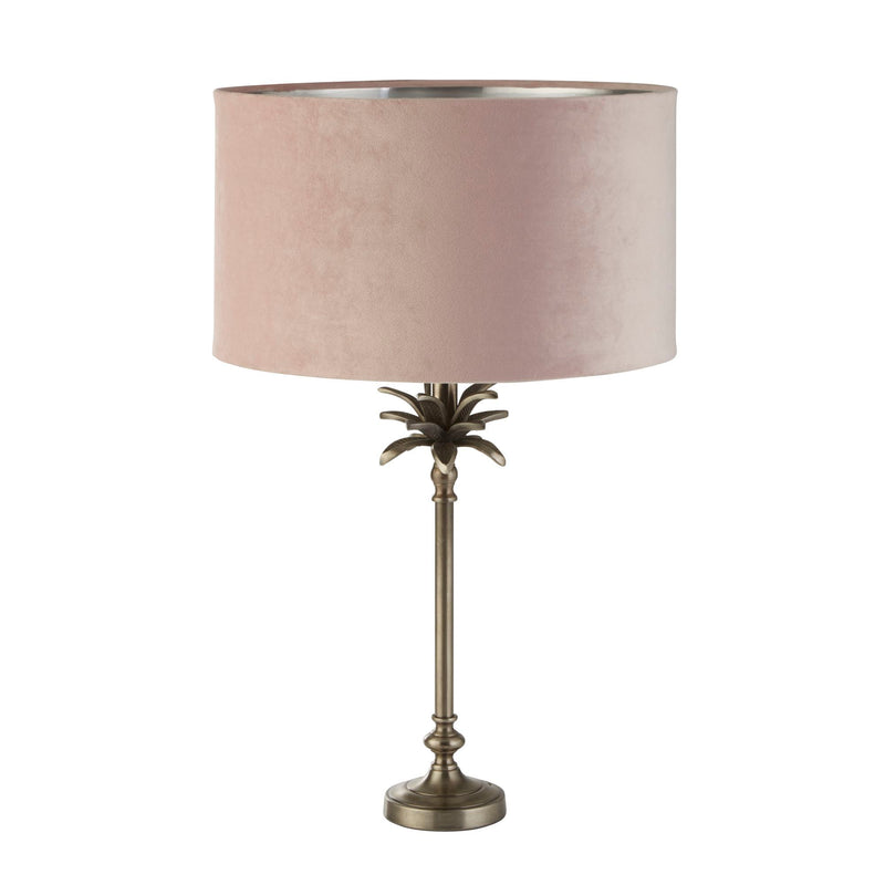 Searchlight  81210PI Palm Table Lamp - Antique Nickel Metal & Pink Velvet Shade