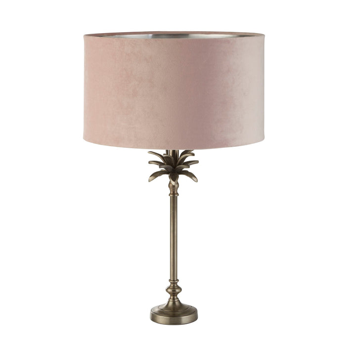 Searchlight  81210PI Palm Table Lamp - Antique Nickel Metal & Pink Velvet Shade