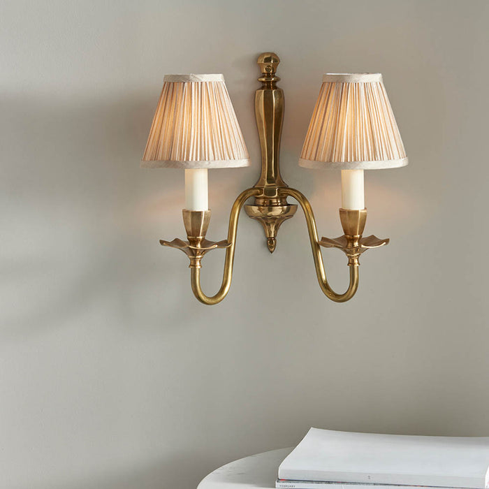 Interiors 1900 Asquith Twin wall light with beige shades