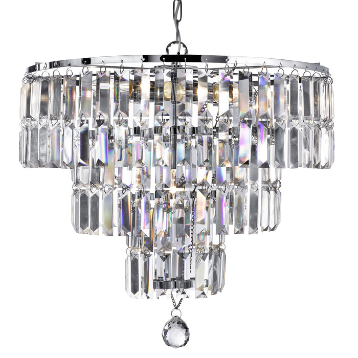 Searchlight  1375-5CC Empire  5Lt Pendant - Chrome Metal & Clear Crystal