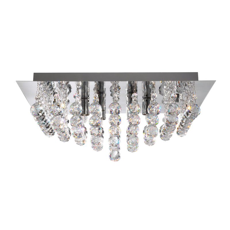 Searchlight  6408-8CC Hanna 8Lt Flush Ceiling Light - Chrome & Clear Crystal