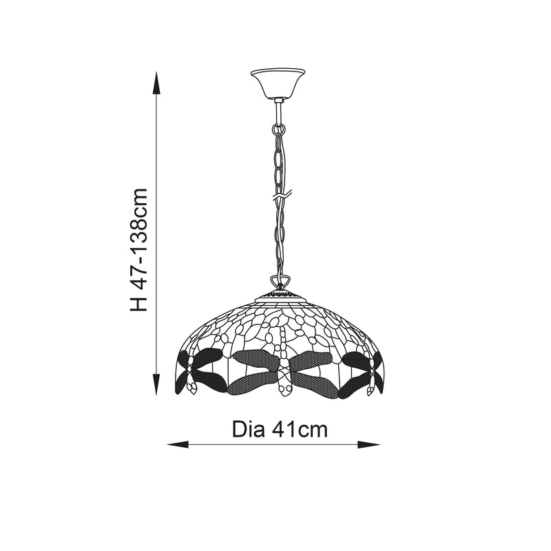 Dragonfly blue 3lt Pendant - 64080
