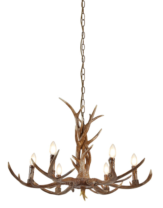 Searchlight  6416-6BR Stag 6Lt Pendant - Brown Resin