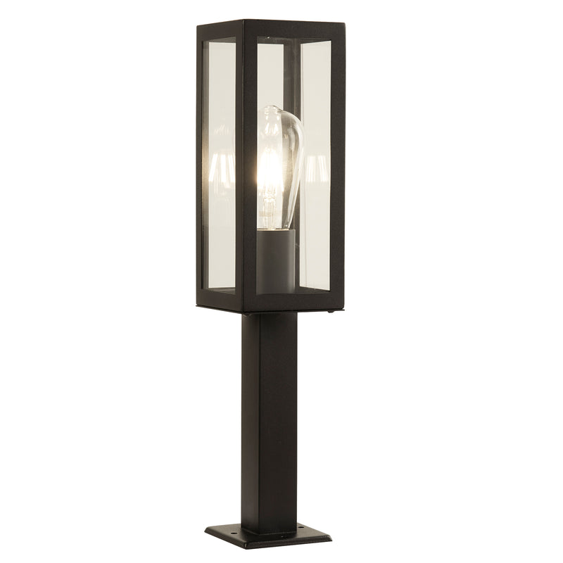Searchlight  6441-450BK Box Outdoor Post - Black Metal & Clear Glass