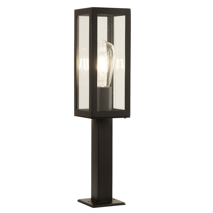 Searchlight  6441-450BK Box Outdoor Post - Black Metal & Clear Glass