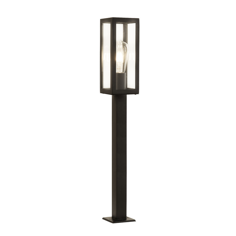 Searchlight  6441-900BK Box Outdoor Post - Black Metal & Clear Glass