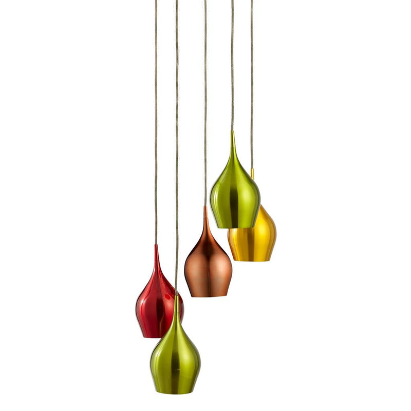 Searchlight  6465-5 Vibrant 5Lt Multi-Drop Pendant-Metallic Multi-Coloured Metal