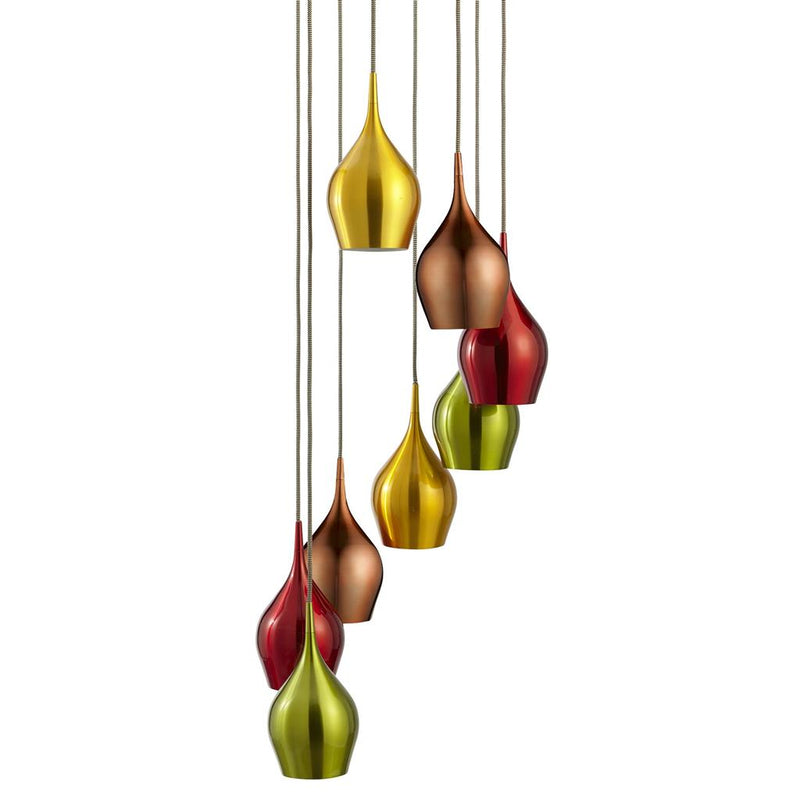 Searchlight  6468-8 Vibrant 8Lt Multi-Drop Pendant-Metallic Multi-Coloured Metal