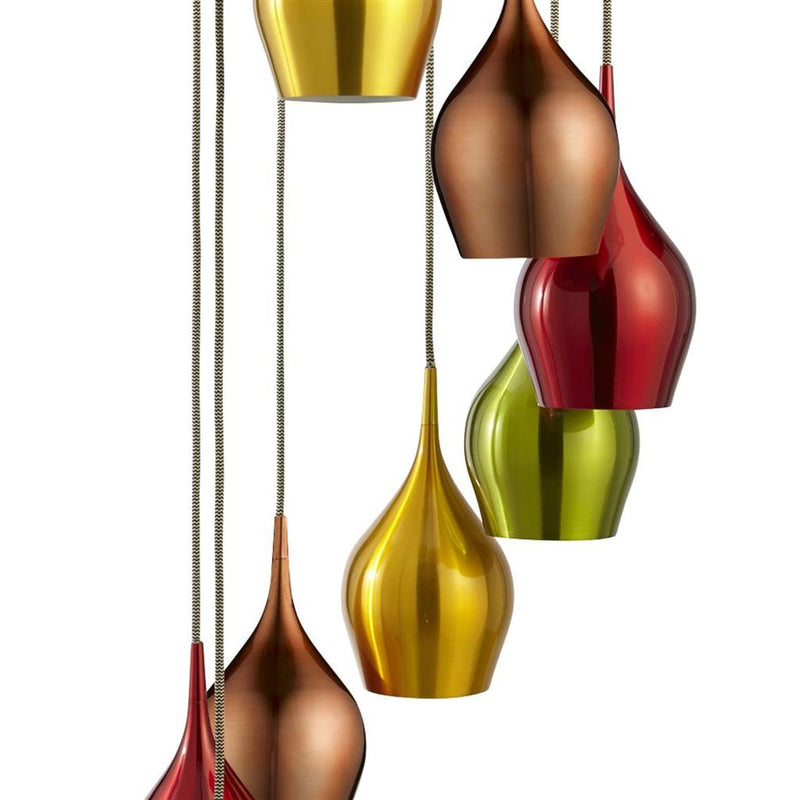Searchlight  6468-8 Vibrant 8Lt Multi-Drop Pendant-Metallic Multi-Coloured Metal