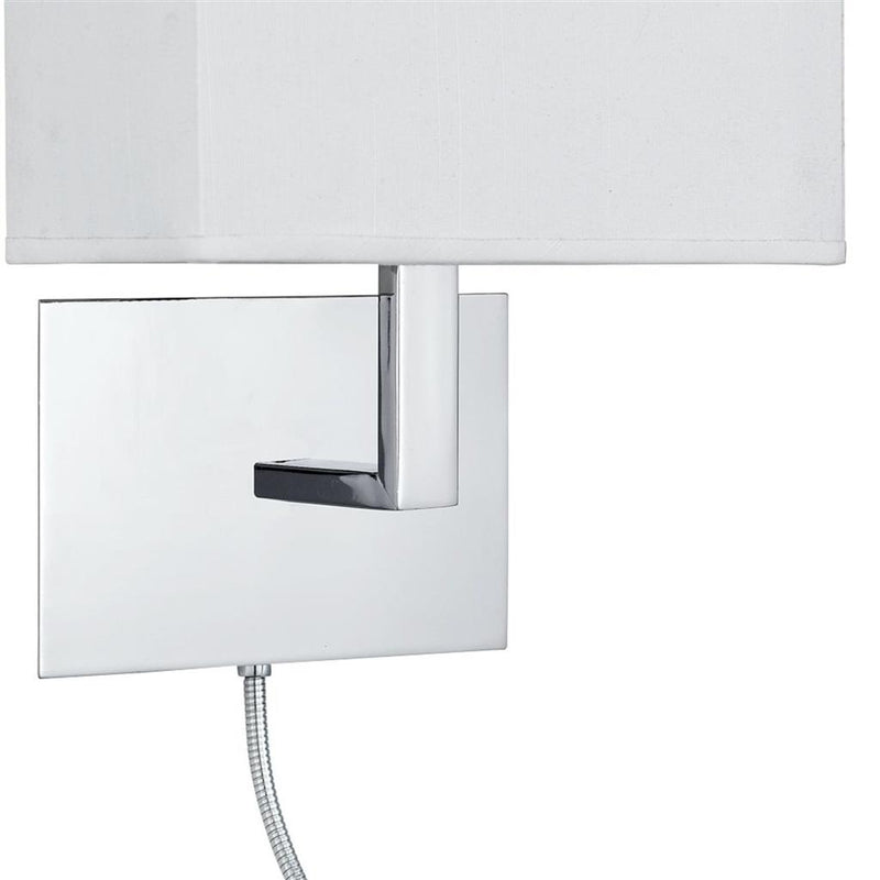 Searchlight  6519CC Hotel Wall Light - Chrome Metal & White Fabric Shade