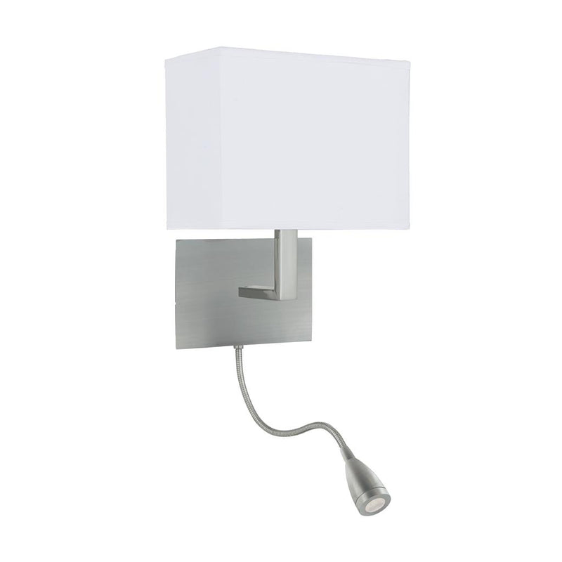 Searchlight  6519SS Hotel Wall Light with LED Reading Light - Satin Silver Metal