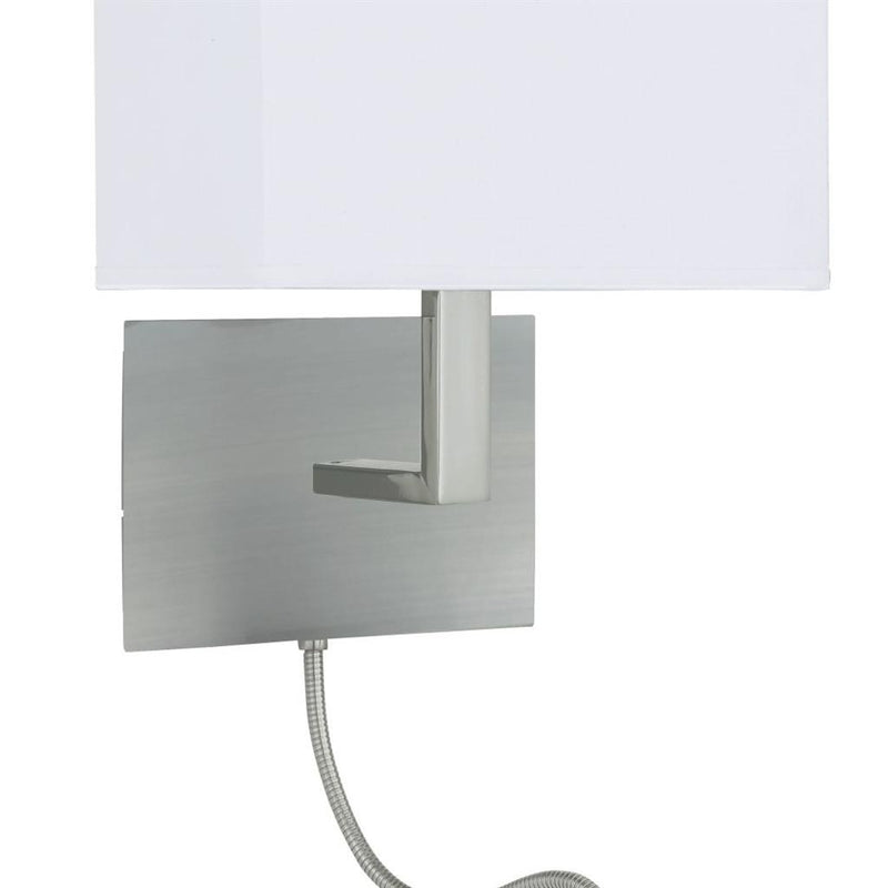Searchlight  6519SS Hotel Wall Light with LED Reading Light - Satin Silver Metal