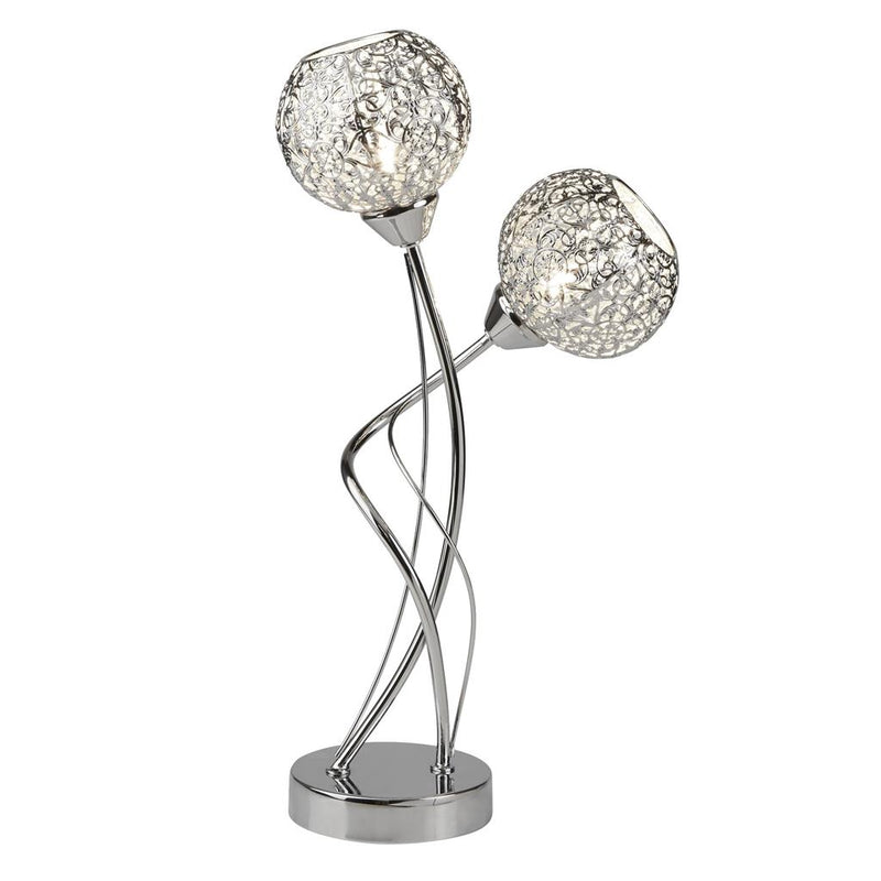 Searchlight  6532-2CC Souk 2Lt Table Lamp - Chrome & Laser Cut Shades
