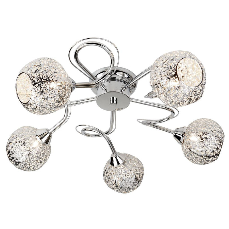 Searchlight  6535-5CC Souk 5Lt Flush - Chrome & Laser Cut Shades