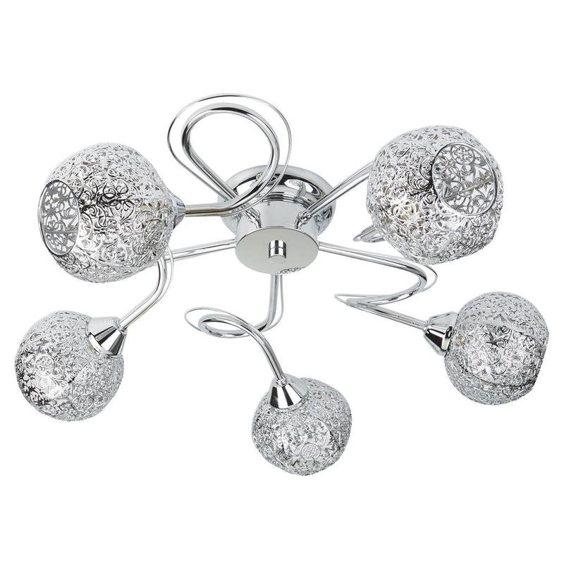 Searchlight  6535-5CC Souk 5Lt Flush - Chrome & Laser Cut Shades
