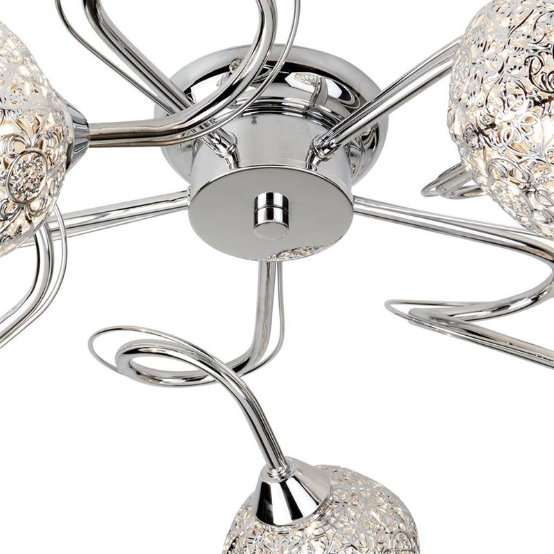 Searchlight  6535-5CC Souk 5Lt Flush - Chrome & Laser Cut Shades