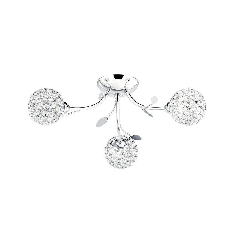 Searchlight  6573-3CC Bellis II 3Lt Semi-Flush - Chrome & Clear Glass