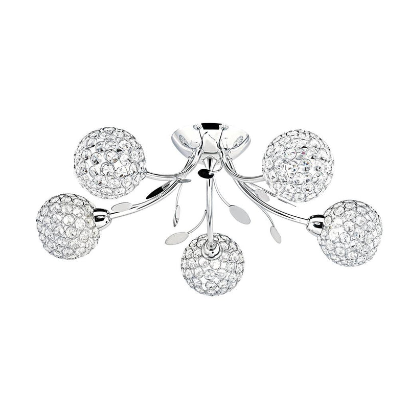 Searchlight  6575-5CC Bellis II 5Lt Semi-Flush - Chrome & Clear Glass Beads