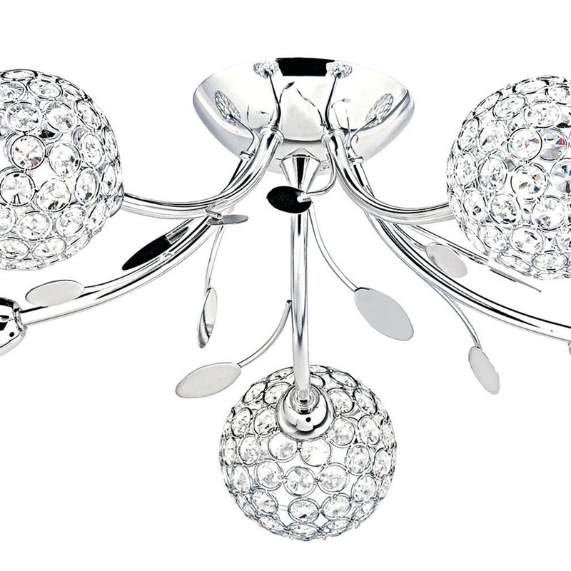 Searchlight  6575-5CC Bellis II 5Lt Semi-Flush - Chrome & Clear Glass Beads