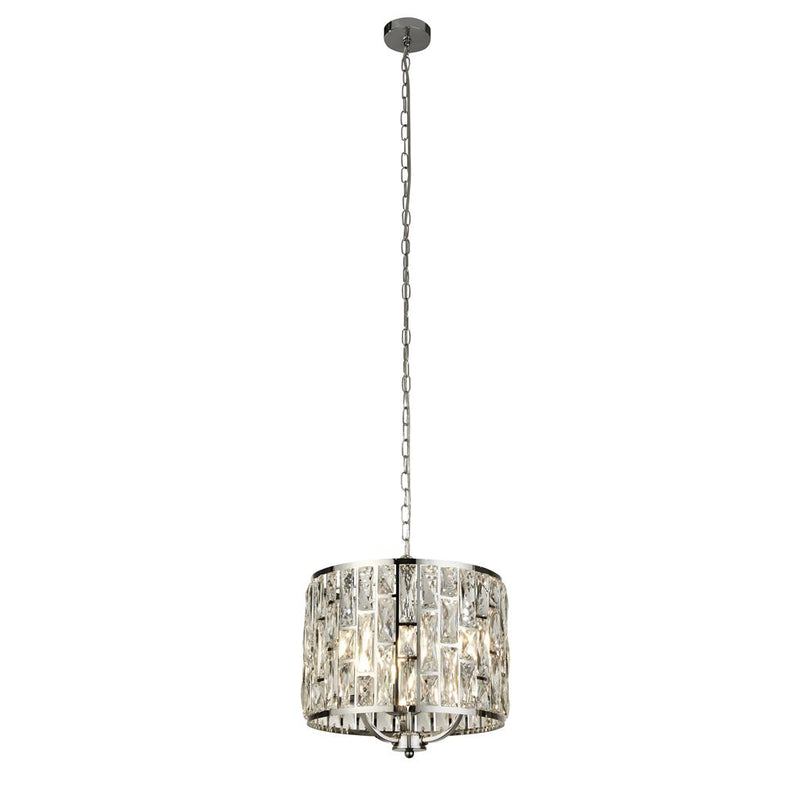 Searchlight  6583-3CC Bijou  3Lt Pendant - Chrome Metal & Crystal Glass