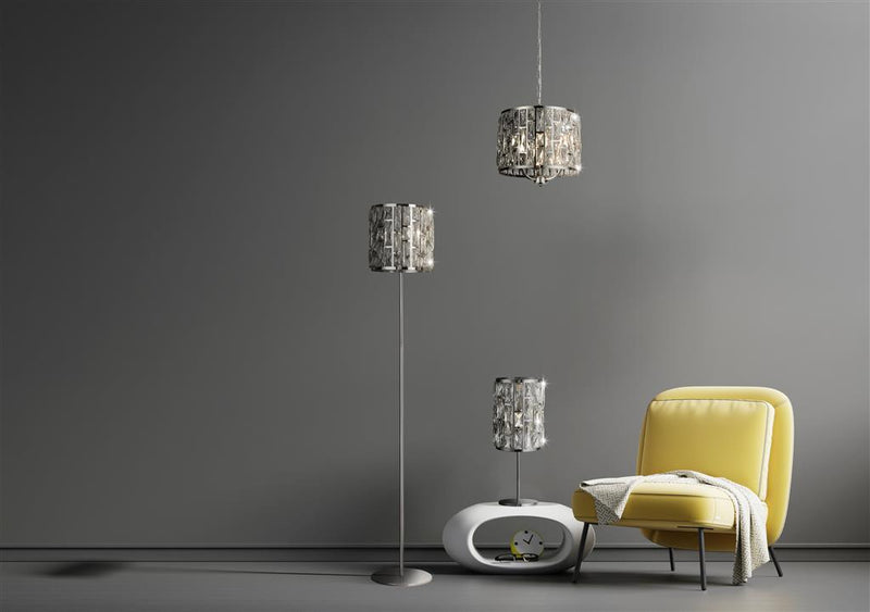 Searchlight  6583-3CC Bijou  3Lt Pendant - Chrome Metal & Crystal Glass
