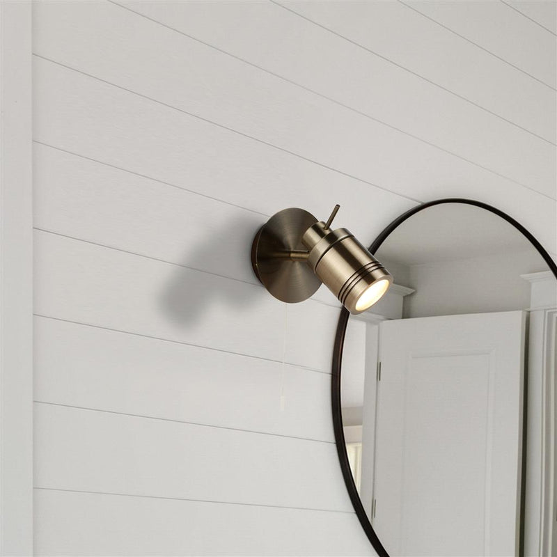 Searchlight  6601AB Samson Spotlight Wall Light - Antique Brass Metal