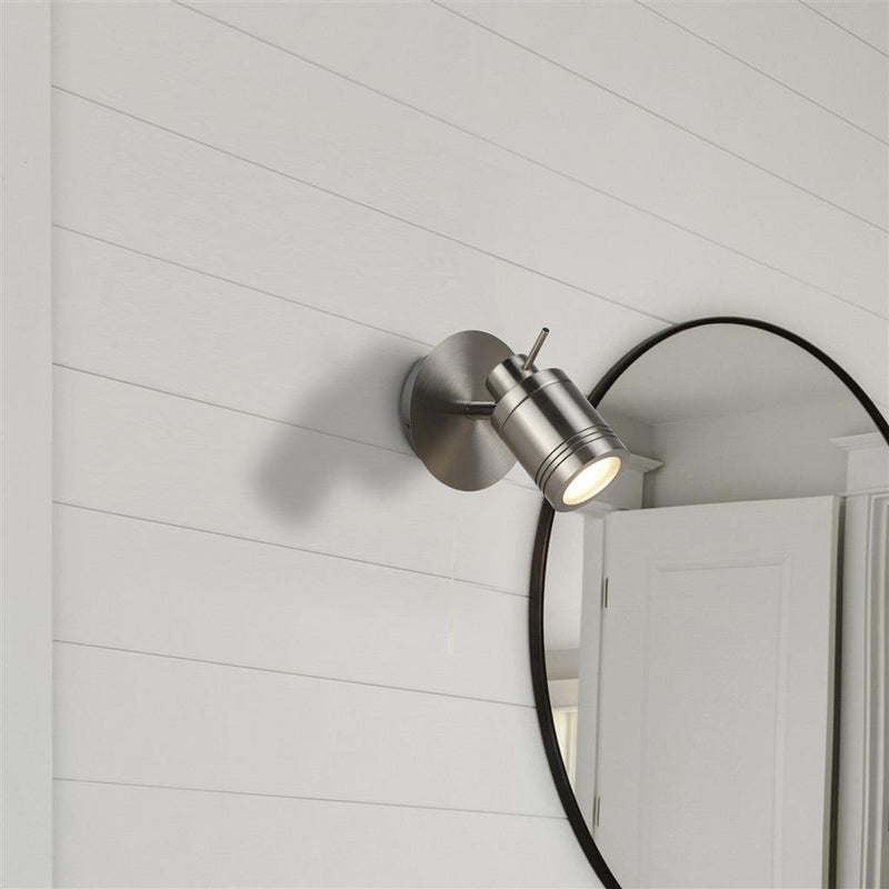 Searchlight  6601SS Samson Spotlight Wall Light - Satin Silver Metal