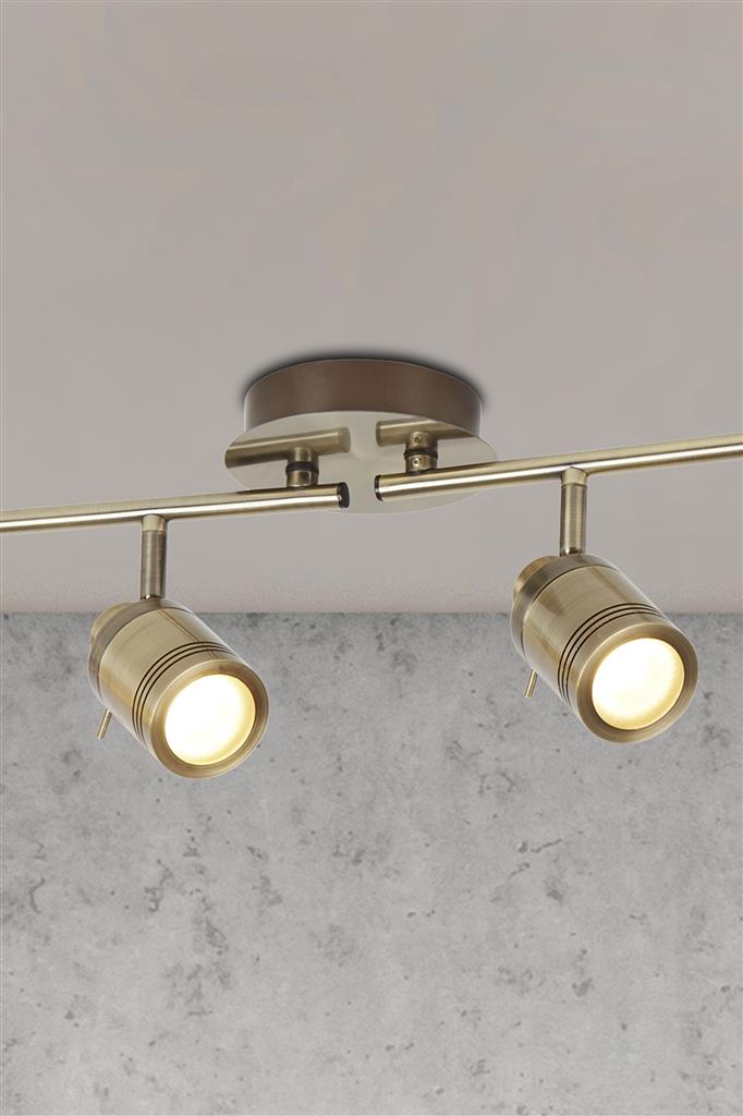 Searchlight  6604AB Samson 4Lt Split Bar Spotlight - Antique Brass Metal