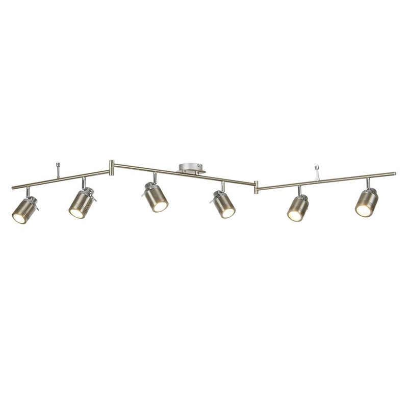 Searchlight  6606SS Samson 6Lt Split Bar Spotlight - Satin Silver Metal