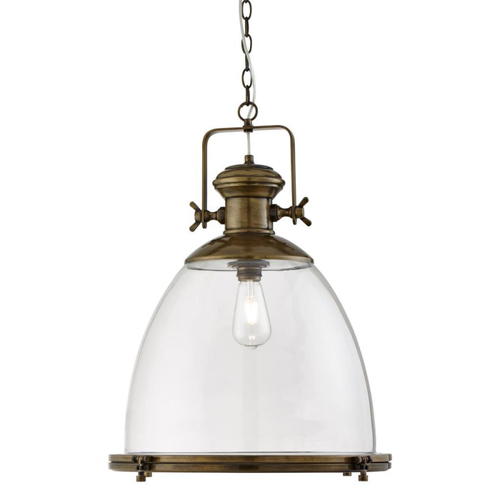 Searchlight  6659 Industrial Pendant - Painted Antique Brass & Clear Glass