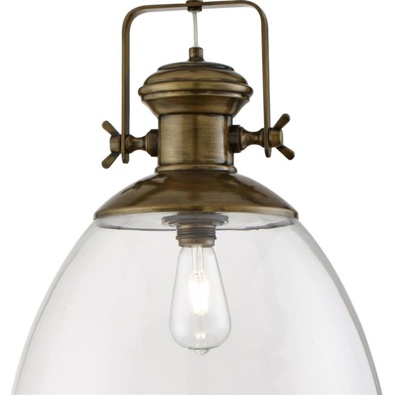 Searchlight  6659 Industrial Pendant - Painted Antique Brass & Clear Glass
