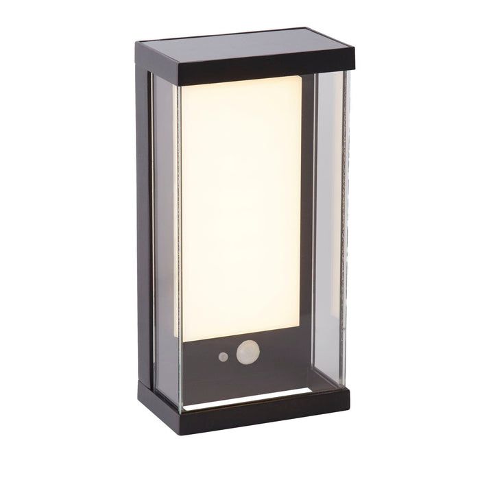 Searchlight  67419BK Solar Outdoor Wall Light - Black Metal & White Polycarbonate