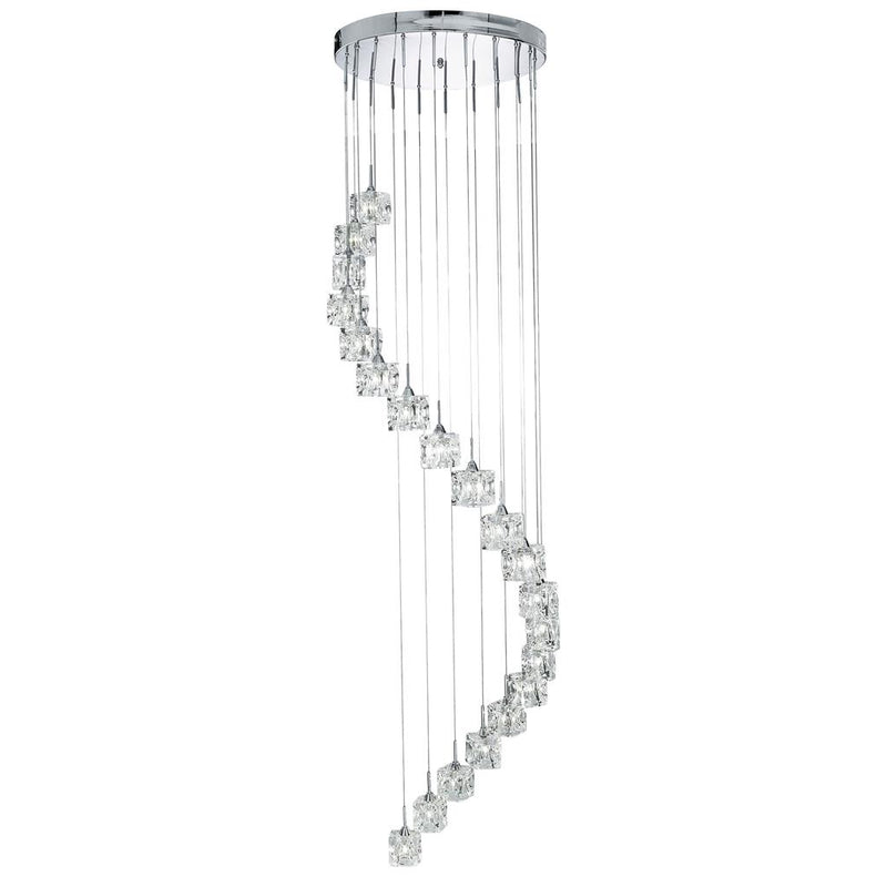 Searchlight  6720-20-LED Ice Cube 20Lt Multi-Drop Pendant  - Chrome Metal & Glass